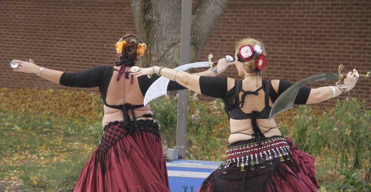Jordan Minder/The Lamp
Belly dancers perform during Lincoln Lands 11th annual Multicultural Festival on Wednesday, Oct. 1, 2014. Vendors and performers filled the sidewalks outside A.Lincoln Commons, offering students a chance to learn about cultural opportunities.