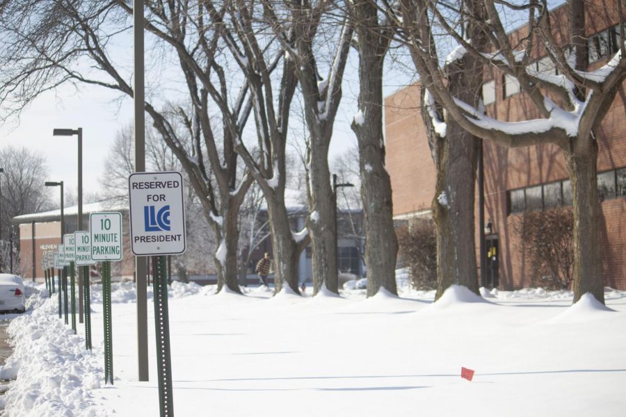 The parking lot was snowed over on January 14, 2019.