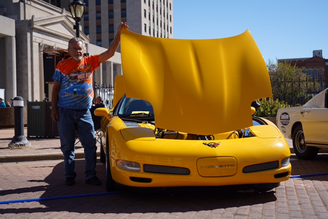 Lane Cummings with his 2002 Corvette at the Route 66 Mother Road Festival on Saturday, Sept. 24, 2021.