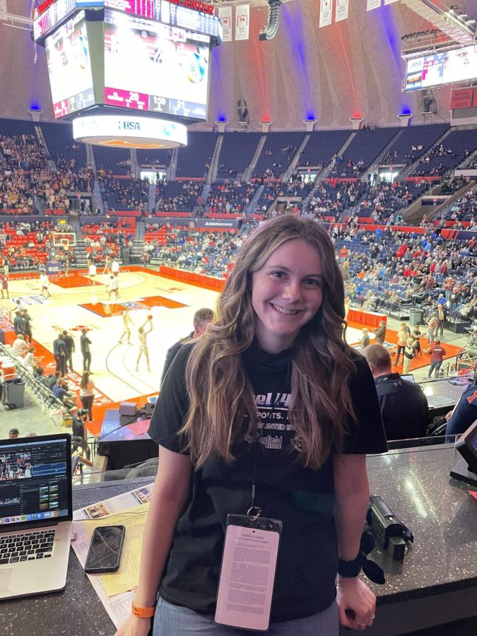 Leanna Churchill covers IHSA state basketball tournament at the State Farm Center at the University of Illinois at Urbana-Champaign. 